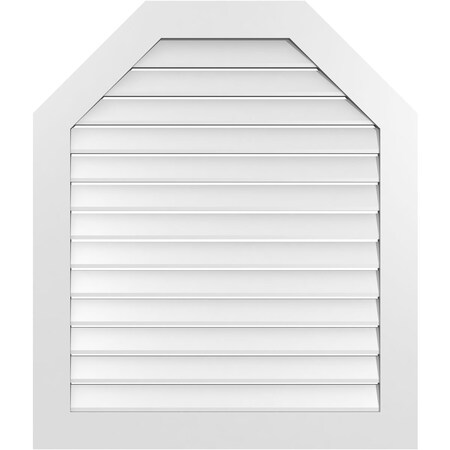 Ekena Millwork Octagonal Top Surface Mount PVC Gable Vent: Functional, w/ 3-1/2"W x 1"P Standard Frame, 36"W x 42"H GVPOT36X4201SF